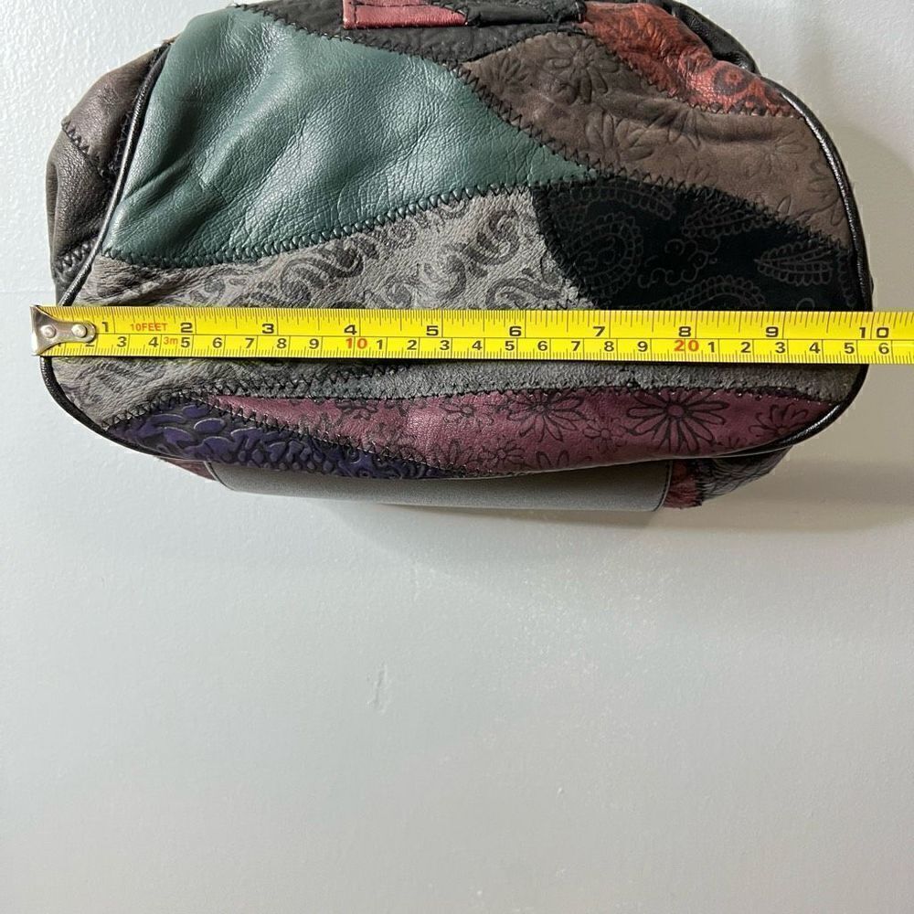Vintage Patchwork Crossbody Purse Solids & Pattern Pieces Snap With Flap Closure - Picture 3 of 11